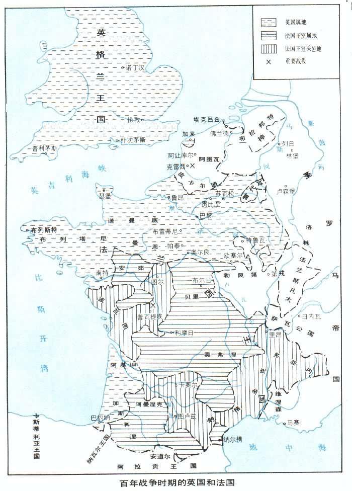 地图英法百年战争法国地图金雀花王朝地图法兰西战役地图百年战争地图