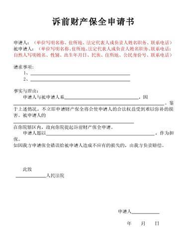 诉前财产保全申请书司法机构