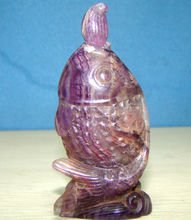 清紫水晶《一跃连(莲)升》鼻烟壶