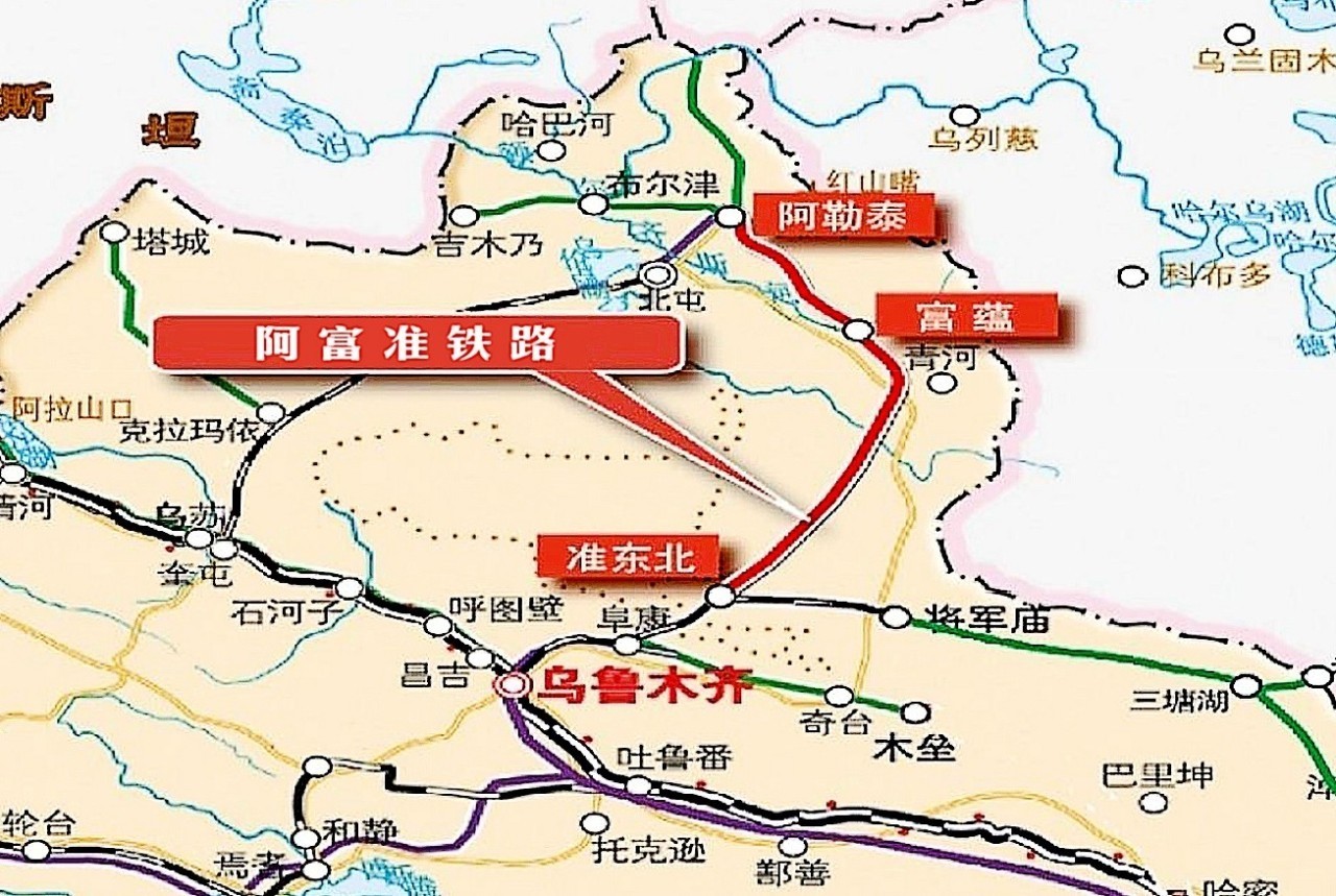 由奎北铁路北屯市站引出,经过北屯镇,跨额尔齐斯河,克兰河至阿勒泰市