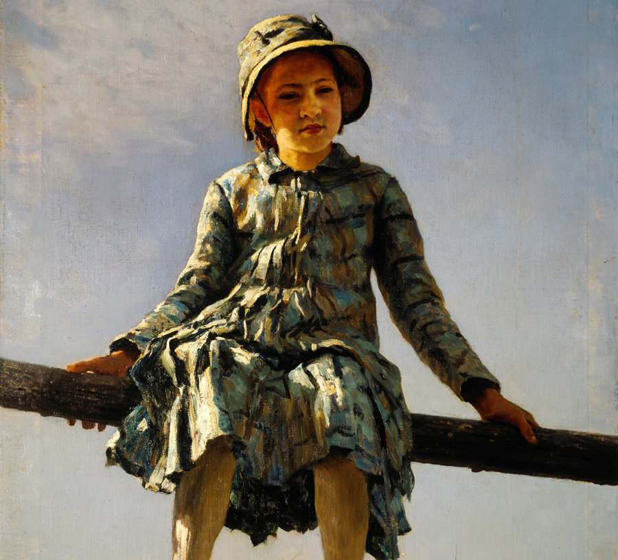 创作年代:是1884年,风格:现实主义画作名称:《蜻蜓》---画家女儿列宾