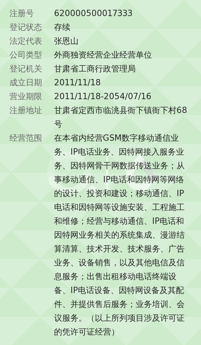 中国移动通信集团甘肃有限公司临洮县公司衙下