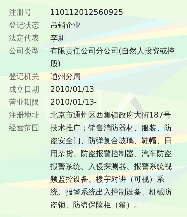 北京神之盾保安技术服务有限公司通州分公司