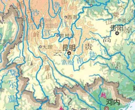 云贵高原海拔示意图