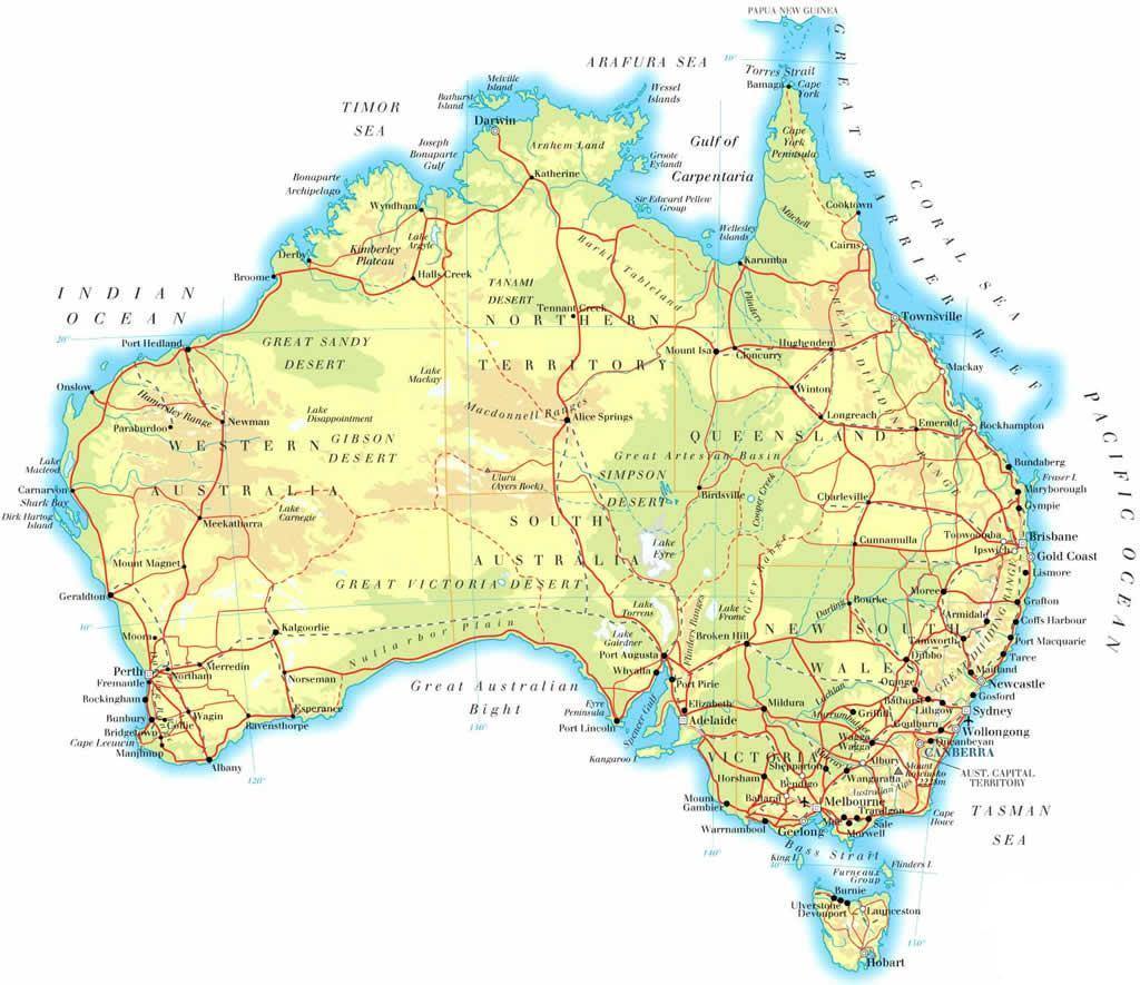 澳大利亚地图中文版高清_澳大利亚地图查询