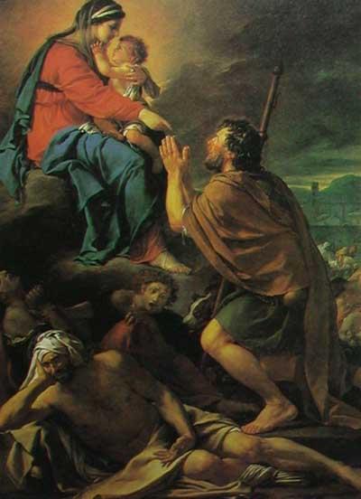 圣罗克向圣母求情(其他艺术学相关)此画所绘为一个圣经故事:在圣母