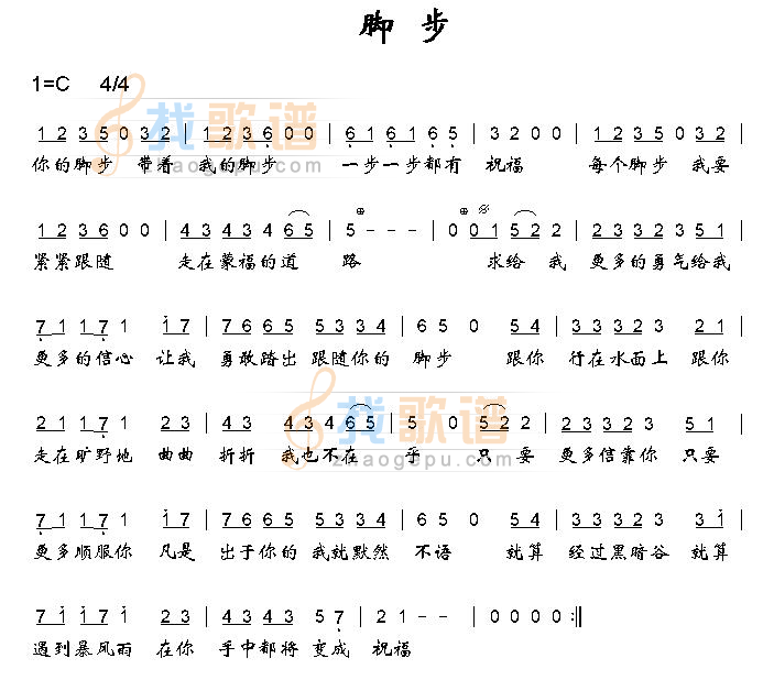 盛晓玫的脚步歌词歌谱图片