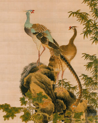 漳绒沈铨绘孔雀图轴文化遗产