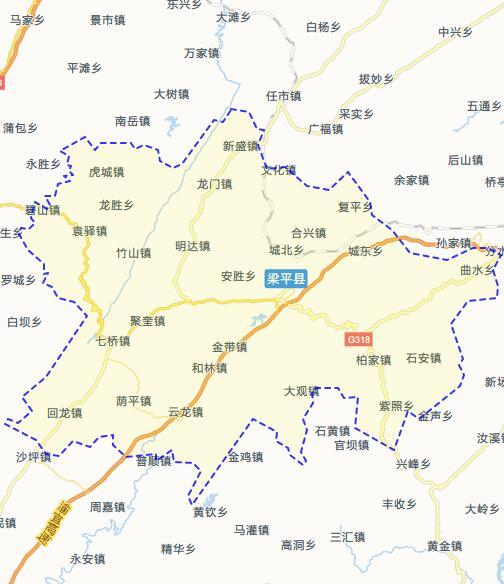 梁平区地图 乡镇图片