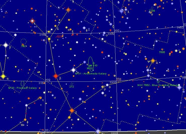 仙女星系位置图图片