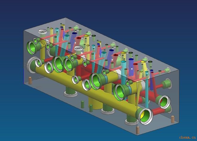 液压油路块三维透视图图片