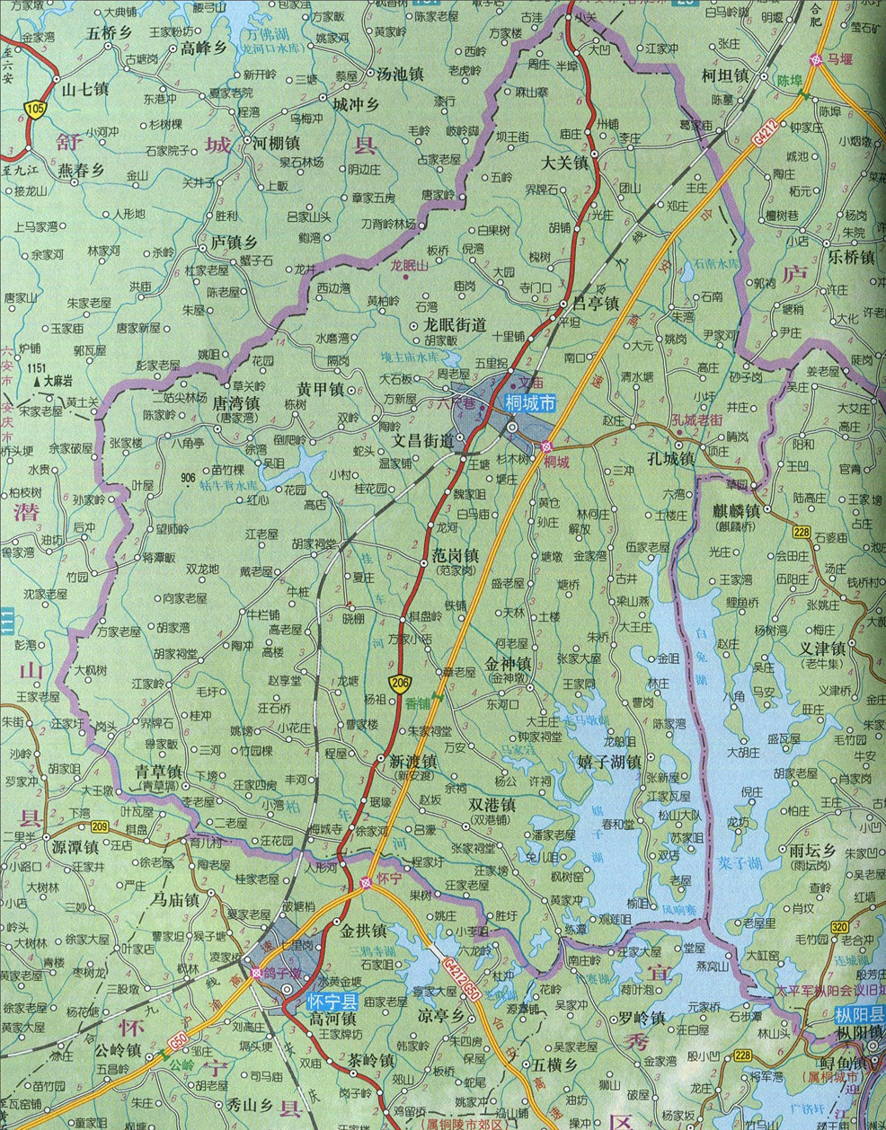 桐城地图最新含乡镇图片