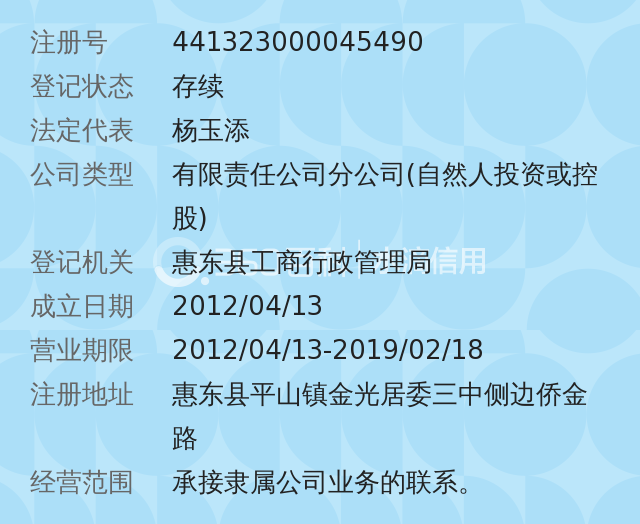 河南省亚通物流有限公司惠东县分公司