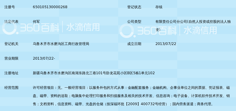深圳市银雁金融配套服务有限公司新疆分公司